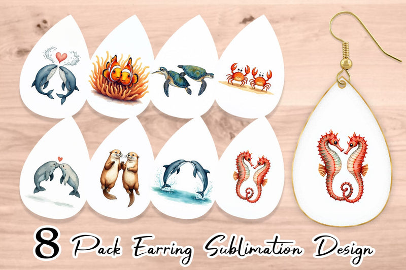 Earring Oceanic Embrace Watercolor Lovers Sublimation artnoy 