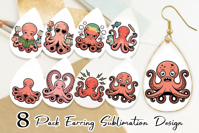 Earring Octopus Mood Sublimation artnoy 