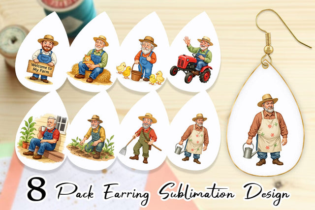 Earring Old Farmer Sublimation artnoy 