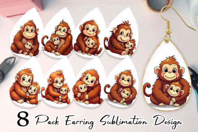 Earring Orangutan Mother's Day Sublimation artnoy 