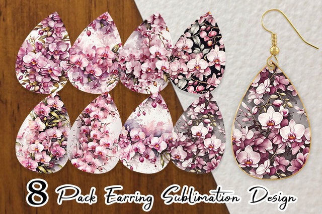 Earring Orchid Pattern Sublimation artnoy 