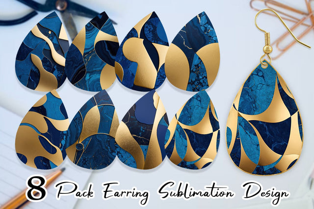 Earring Organic Blue Gold Sublimation artnoy 
