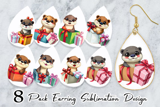 Earring Otter Gift Sublimation artnoy 
