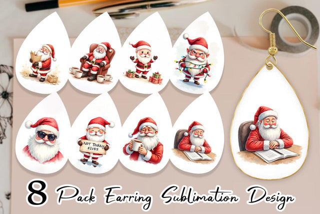 Earring Overworked Santa Sublimation artnoy 