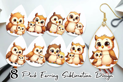 Earring Owl Mother's Day Sublimation artnoy 