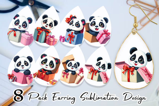 Earring Panda Gift Sublimation artnoy 