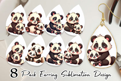 Earring Panda Mother's Day Sublimation artnoy 