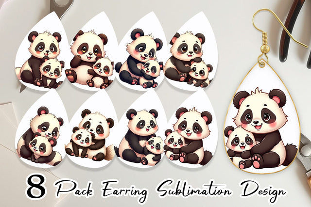 Earring Panda Mother's Day Sublimation artnoy 