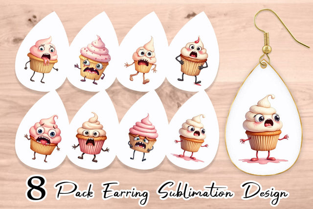 Earring Panic Cupcake Sublimation artnoy 