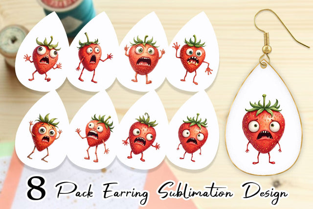 Earring Panic Strawberry Sublimation artnoy 