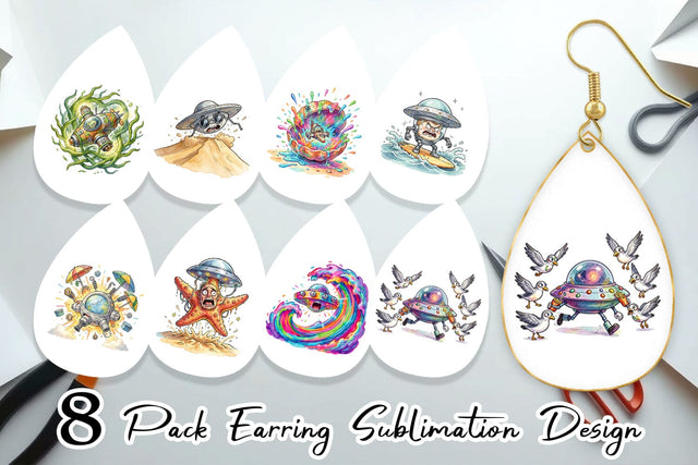 Earring Panicked UFO Surf Sublimation artnoy 