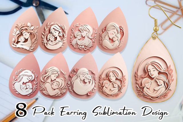 Earring Paper Cut Mother's Day Sublimation artnoy 
