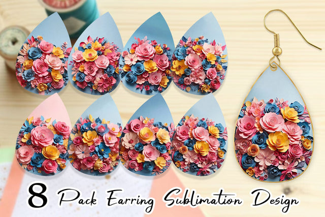 Earring Paper Flower Bouquet Sublimation artnoy 