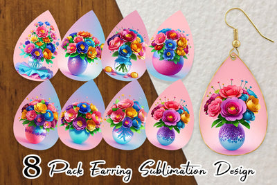 Earring Paper Flowers in Pots Sublimation artnoy 