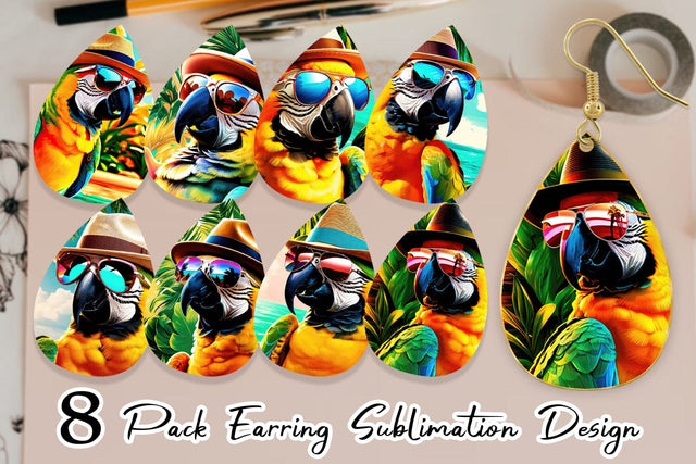 Earring Parrots in Summer Sublimation artnoy 