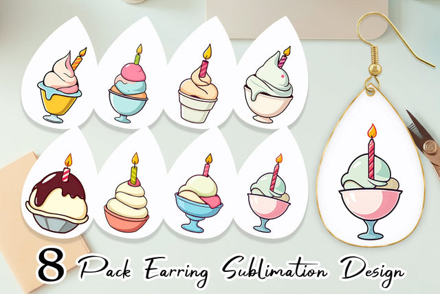 Earring Party Ice Cream Sublimation artnoy 