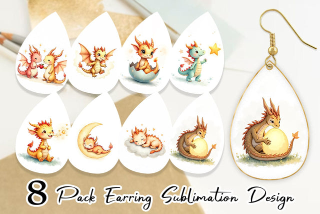 Earring Pastel Dreamy Dragons Sublimation artnoy 