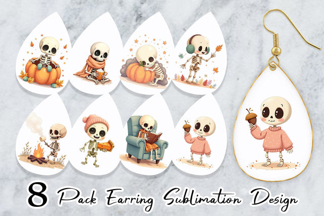 Earring Pastel Fall Skeletons Sublimation artnoy 