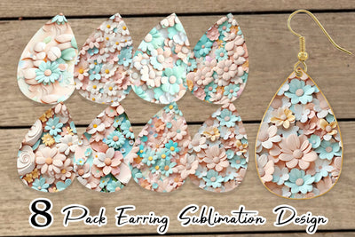 Earring Pastel Flower Pattern Sublimation artnoy 