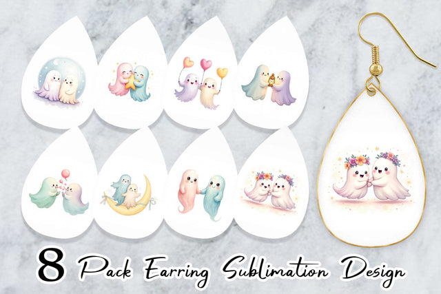 Earring Pastel Ghost Twins Sublimation artnoy 
