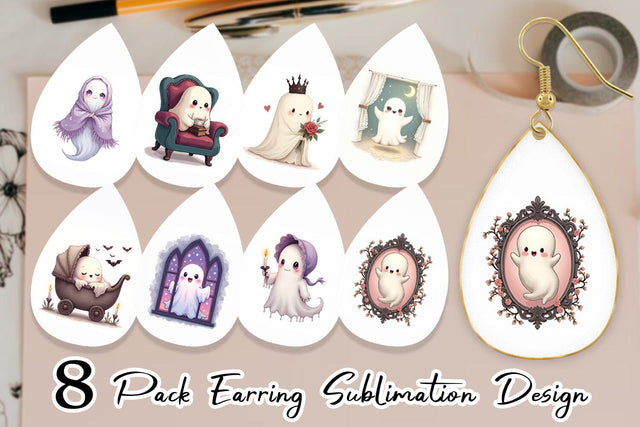 Earring Pastel Gothic Ghost Sublimation artnoy 