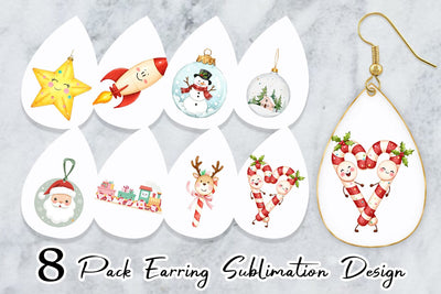 Earring Pastel Holiday Festive Sublimation artnoy 