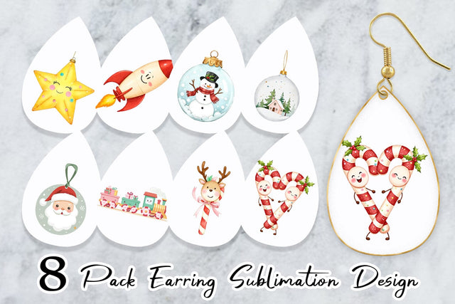 Earring Pastel Holiday Festive Sublimation artnoy 