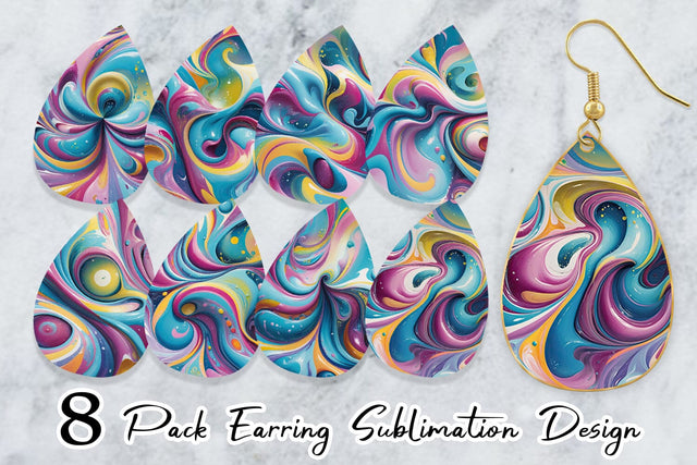 Earring Pastel Liquid Swirl Sublimation artnoy 