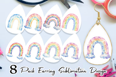 Earring Pastel Nursery Rainbow Sublimation artnoy 