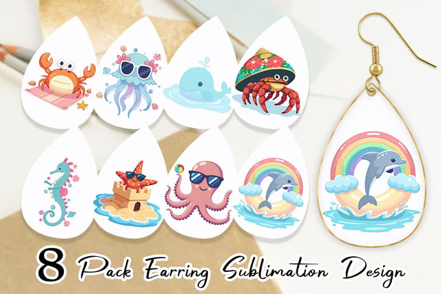 Earring Pastel Ocean Cuties Sublimation artnoy 