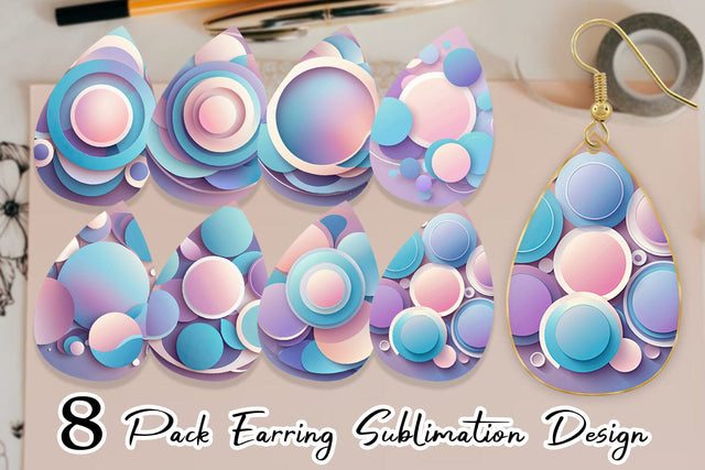 Earring Pastel Organic Shapes Sublimation artnoy 
