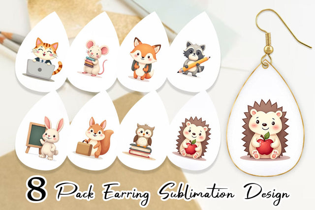Earring Pastel School Critters Sublimation artnoy 