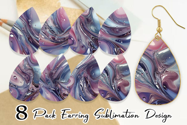 Earring Pastel Swirl Liquid Sublimation artnoy 