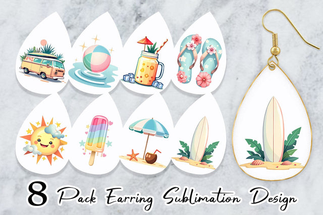 Earring Pastel Tropical Summer Sublimation artnoy 