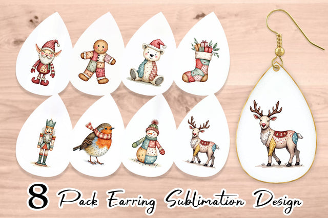 Earring Patchwork Christmas Wonder Sublimation artnoy 