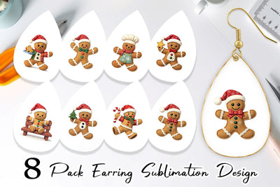 Earring Patchwork Gingerbread Sublimation artnoy 
