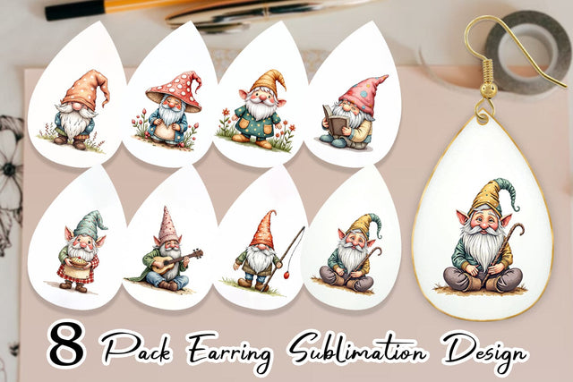 Earring Patchwork Gnomes Sublimation artnoy 