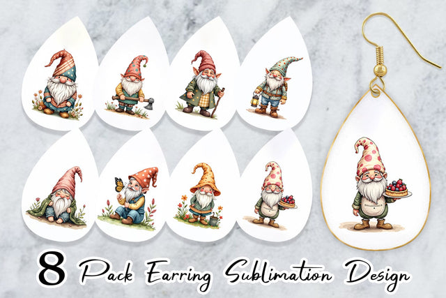 Earring Patchwork Gnomes Sublimation artnoy 