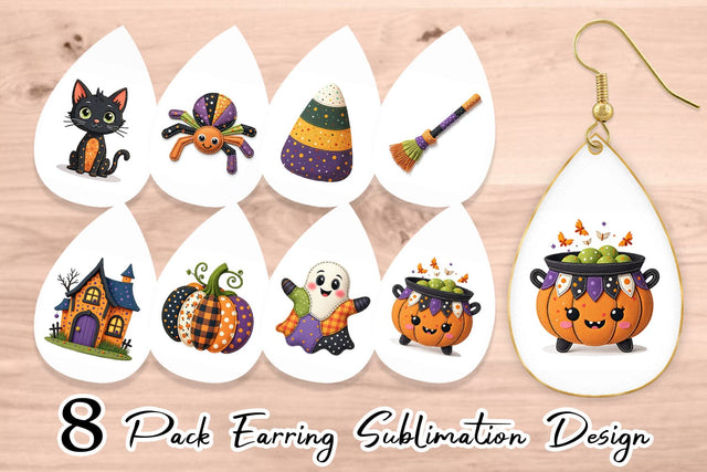 Earring Patchwork Halloween Cuties Sublimation artnoy 