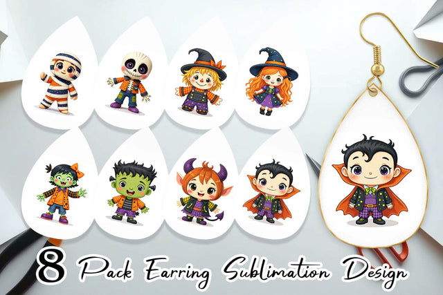 Earring Patchwork Halloween Friends Sublimation artnoy 