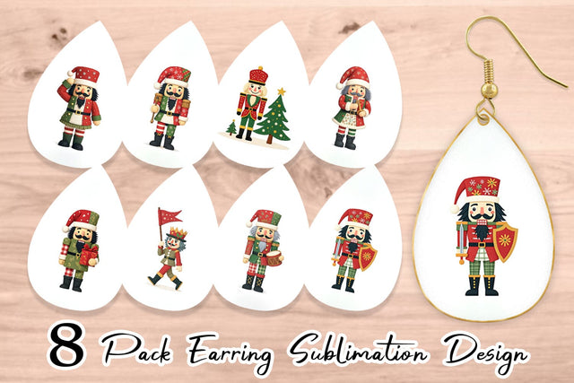 Earring Patchwork Nutcracker Sublimation artnoy 