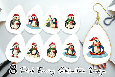 Earring Patchwork Penguin Sublimation artnoy 