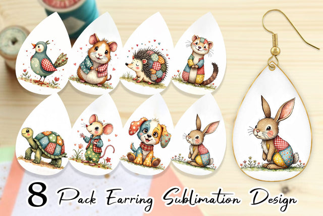 Earring Patchwork Pet Pals Sublimation artnoy 