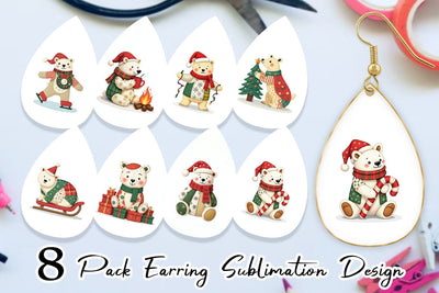 Earring Patchwork Polar Bear Sublimation artnoy 
