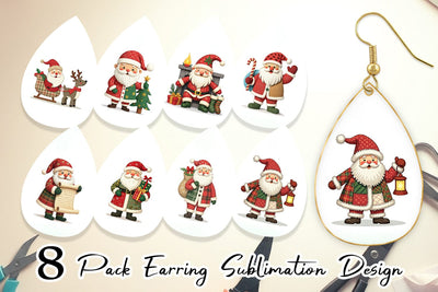 Earring Patchwork Santa Sublimation artnoy 