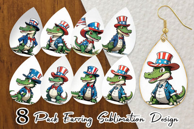 Earring Patriotic Alligator Sublimation artnoy 