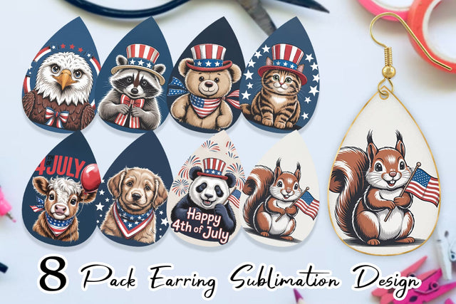 Earring Patriotic Animal Sublimation artnoy 