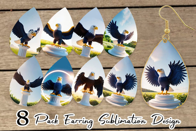 Earring Patriotic Bald Eagle Sublimation artnoy 