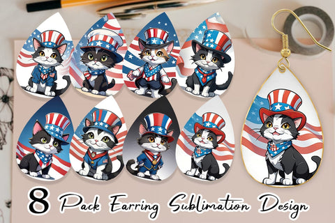 Earring Patriotic Cat Sublimation artnoy 
