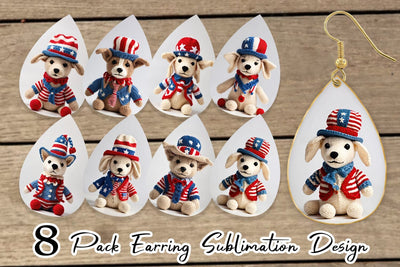 Earring Patriotic Dog Knitted Sublimation artnoy 